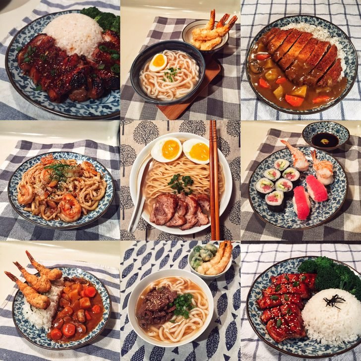 Collage of Japanese meals
